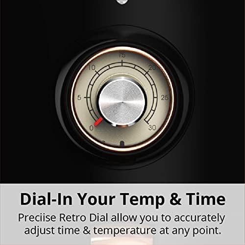 Fritadeira elétrica sem óleo Aria Air Fryers retrô preta, cesto cerâmico 1,9L, 800W, antiaderente, dials analógicos, fácil limpeza, 110V