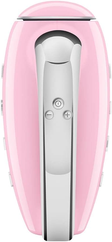 Batedeira Portátil SMEG Rosa Retrô 9 Velocidades 220W Display LED Turbo Acessórios em Inox Bolsa de Armazenamento 110V