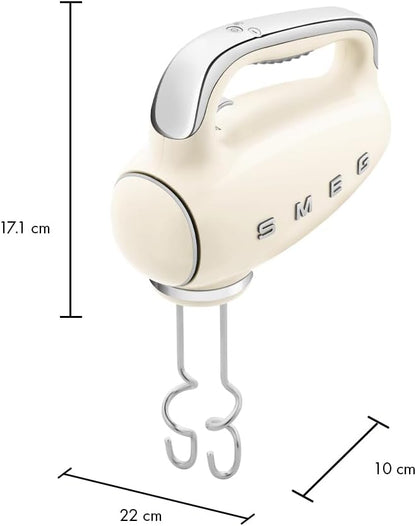 Batedeira Portátil SMEG Creme Retrô 9 Velocidades 220W Display LED Turbo Acessórios em Inox Bolsa de Armazenamento 110V