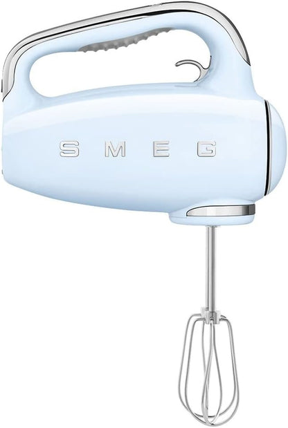 Batedeira Portátil SMEG Azul Retrô 9 Velocidades 220W Display LED Turbo Acessórios em Inox Bolsa de Armazenamento 110V
