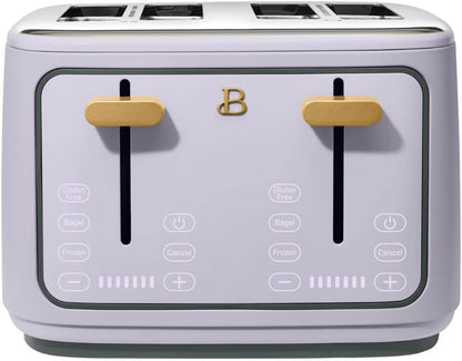 Torradeira elétrica de pão 4 fatias Beautiful Lavanda, 1800W, slots extralargos, display touch, funções bagel e congelados, aço inox, 110V