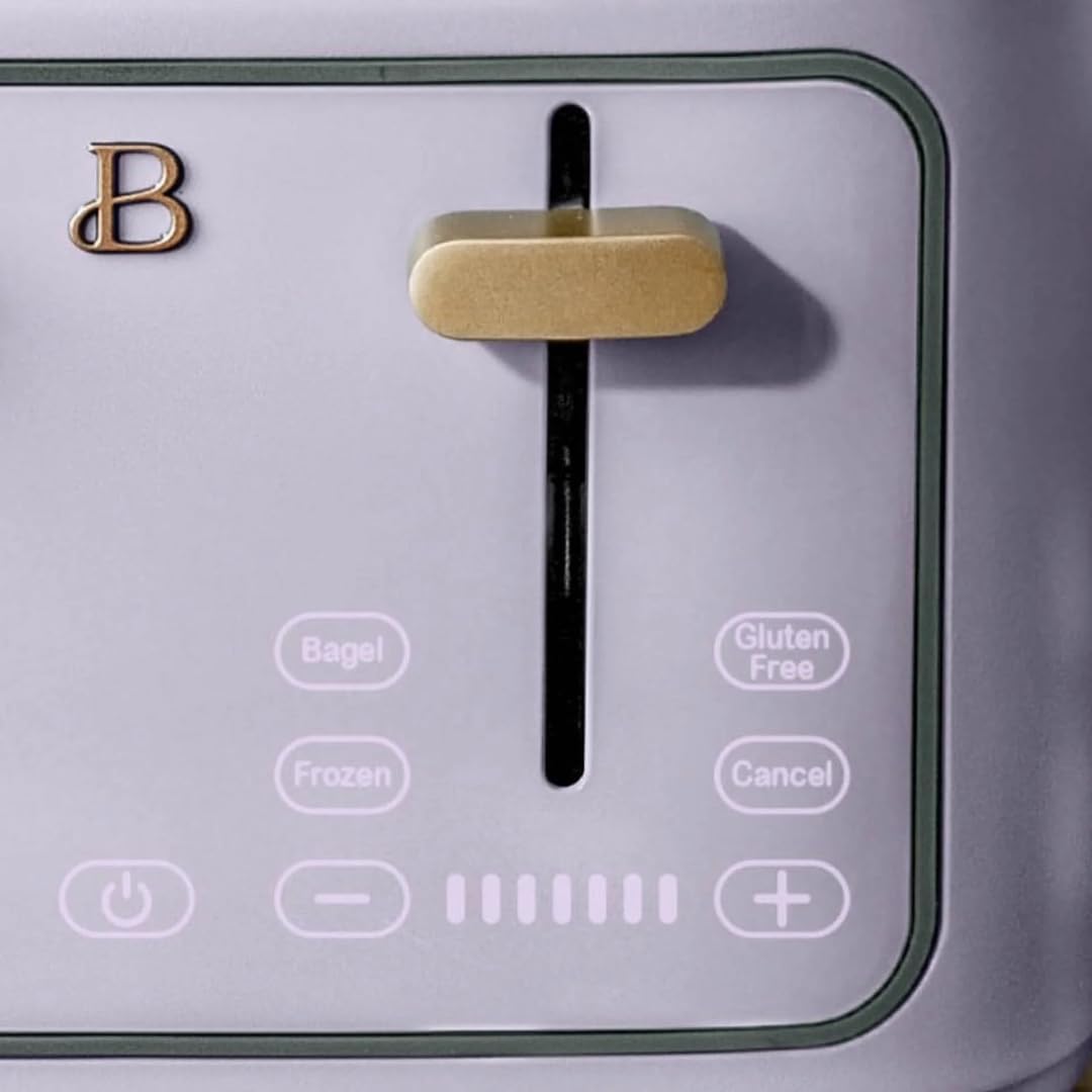 Torradeira elétrica de pão 4 fatias Beautiful Lavanda, 1800W, slots extralargos, display touch, funções bagel e congelados, aço inox, 110V
