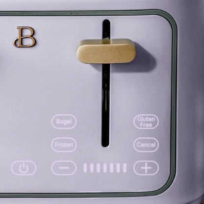 Torradeira elétrica de pão 4 fatias Beautiful Lavanda, 1800W, slots extralargos, display touch, funções bagel e congelados, aço inox, 110V