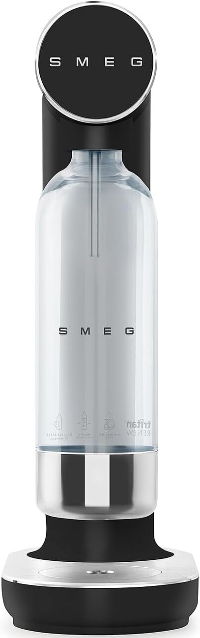 Máquina de Água com Gás SMEG Soda Maker Matte Black 1L Manual Compatível com Cilindros CO₂ 60 L