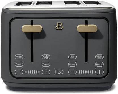 Torradeira elétrica de pão 4 fatias Beautiful Cinza, 1800W, slots extralargos, display touch, funções bagel e congelados, aço inox, 110V