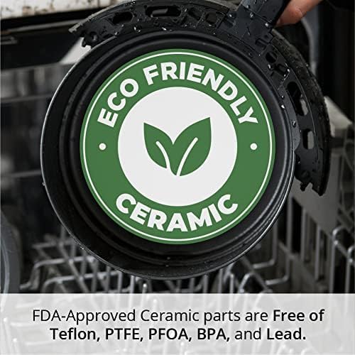 Fritadeira elétrica sem óleo Aria Air Fryers retrô preta, cesto cerâmico 1,9L, 800W, antiaderente, dials analógicos, fácil limpeza, 110V