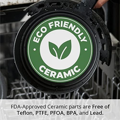 Fritadeira elétrica sem óleo Aria Air Fryers retrô vermelha, cesto cerâmico 1,9L, 800W, antiaderente, dials analógicos, fácil limpeza, 110V