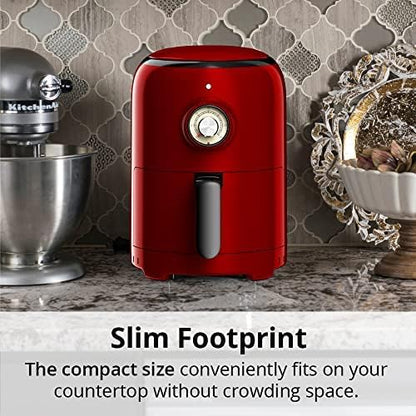 Fritadeira elétrica sem óleo Aria Air Fryers retrô vermelha, cesto cerâmico 1,9L, 800W, antiaderente, dials analógicos, fácil limpeza, 110V