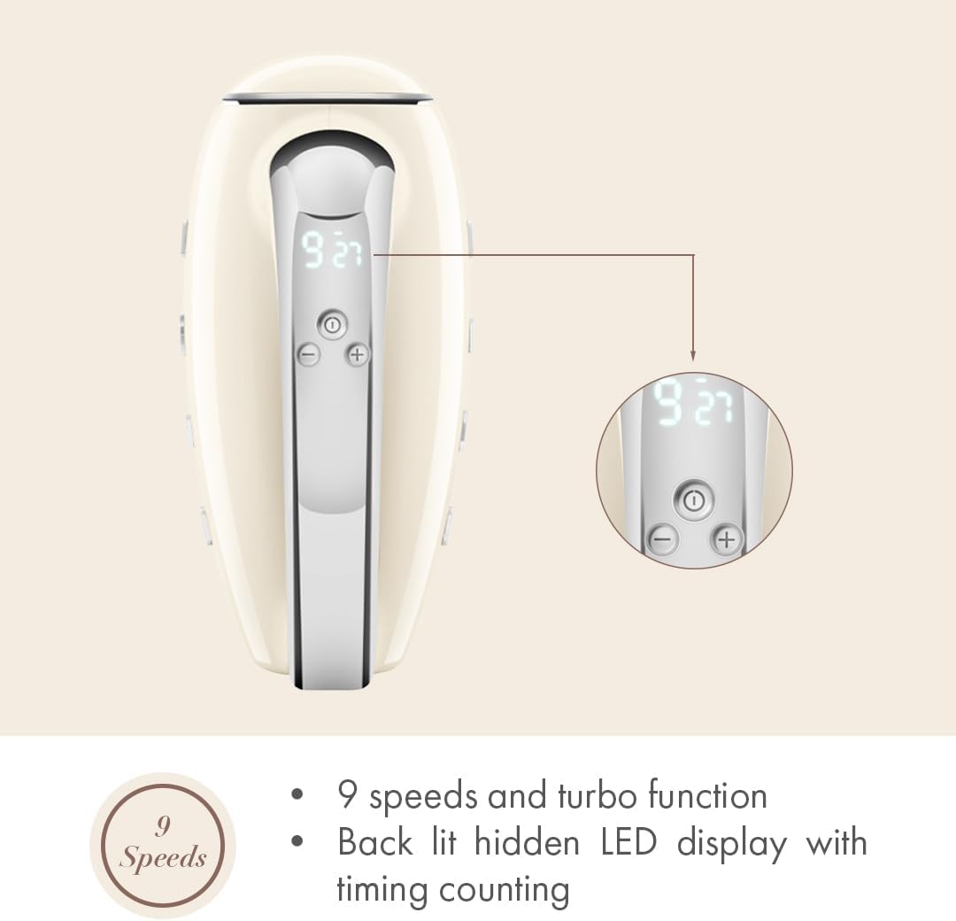 Batedeira Portátil SMEG Creme Retrô 9 Velocidades 220W Display LED Turbo Acessórios em Inox Bolsa de Armazenamento 110V