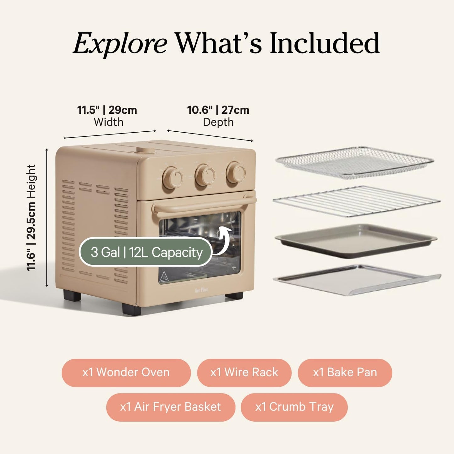 Forno Air Fryer de Bancada 6 em 1 Our Place Wonder Oven Steam, 12 L, Inox, Infusão de Vapor, 1400 W, 110 V