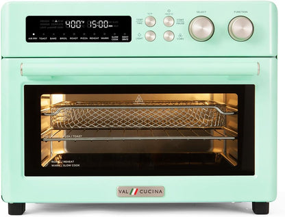 Forno Elétrico de Bancada Air Fryer Toaster Oven 10 em 1 VAL CUCINA TA25-GM1 Verde Retro, 26,3 L, Infravermelho, 1750 W, 110 V