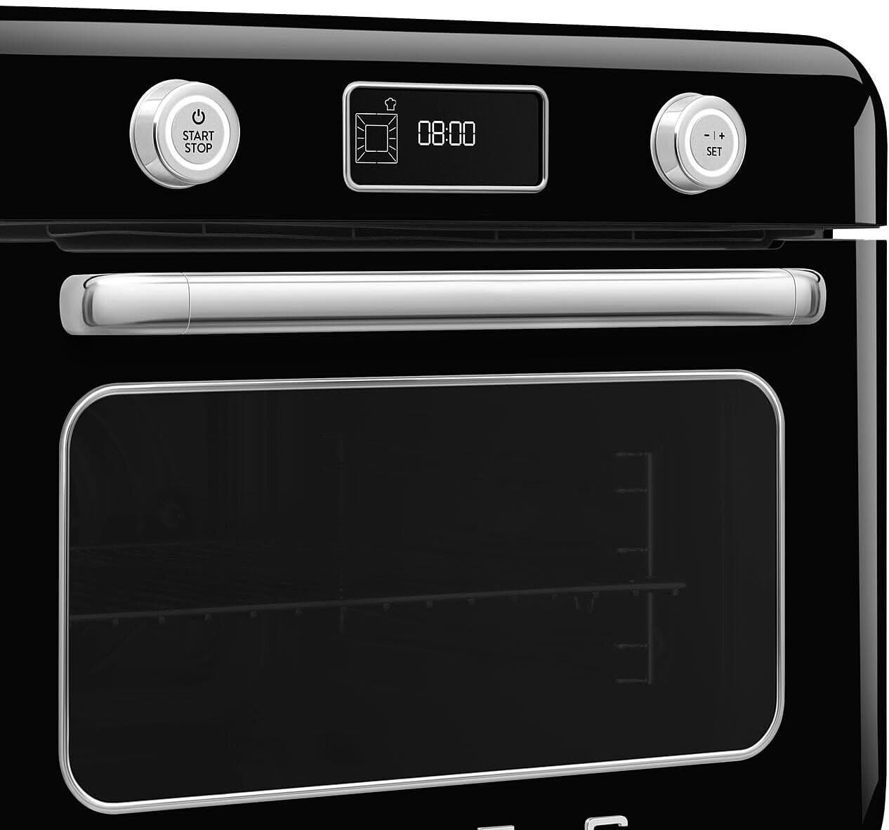 Forno Combinado de Bancada Retrô SMEG Preto 30 L Ar Forçado Vapor e Air Fry 1800W 110V