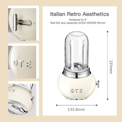 Mini Liquidificador Retrô OTE Rosa 200W Jarra de Vidro 400ml 220V