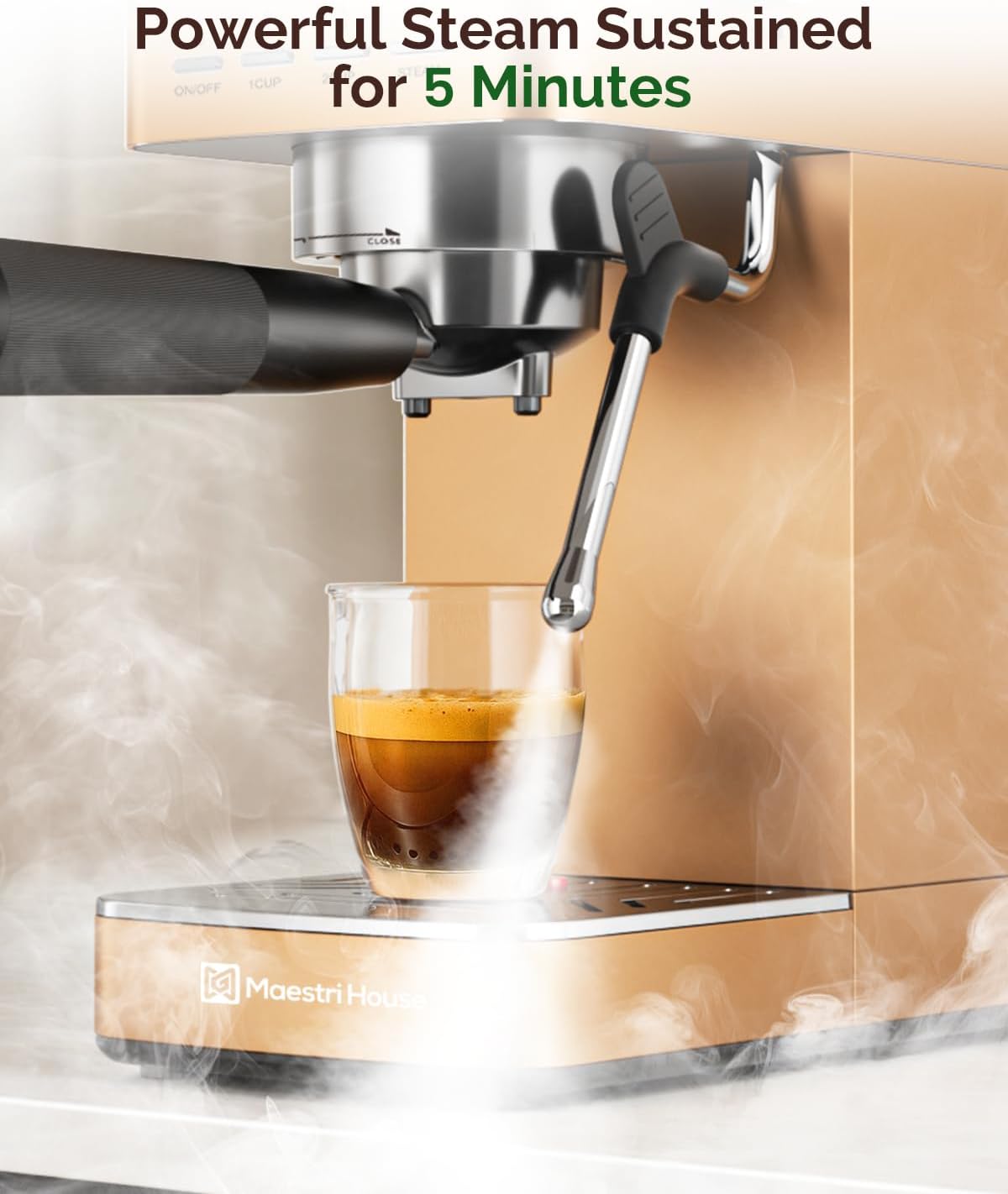 Máquina de Café Espresso Maestri House Rose Golden, 20 Bar ULKA, Vaporizador, Flowmeter, Reservatório 1,3L, Inox, 110V