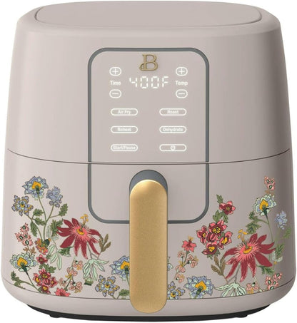 Air Fryer Digital 6L Beautiful Wildflower Porcini Taupe, TurboCrisp, 4 Funções, Display Touch, Cesto Antiad., 1750W, 110V