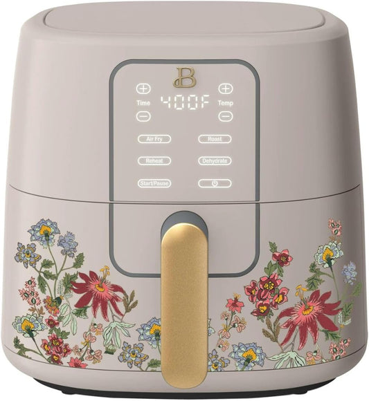 Air Fryer Digital 6L Beautiful Wildflower Porcini Taupe, TurboCrisp, 4 Funções, Display Touch, Cesto Antiad., 1750W, 110V