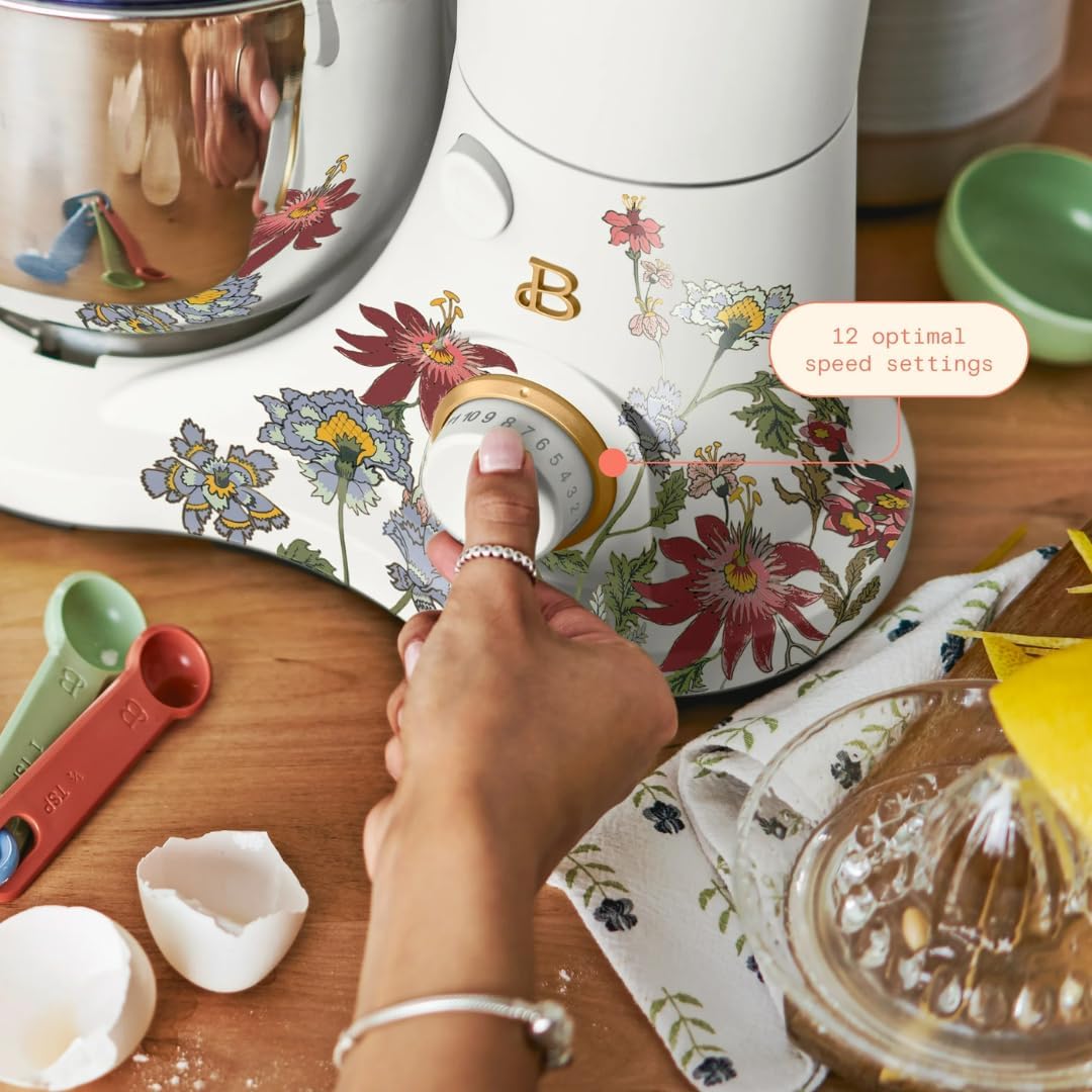 Batedeira Planetária 3,3L Beautiful Wildflower White Icing, 12 Velocidades, Taça Inox, Tilt-Head, Splash Guard, 300W, 110V