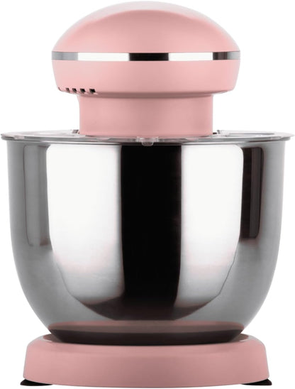 Batedeira Planetária Retrô CULINARY CHEF Rosa 8 Velocidades 4,5L 300W Bowl Inox Braço Basculante Antiderrapante 110V