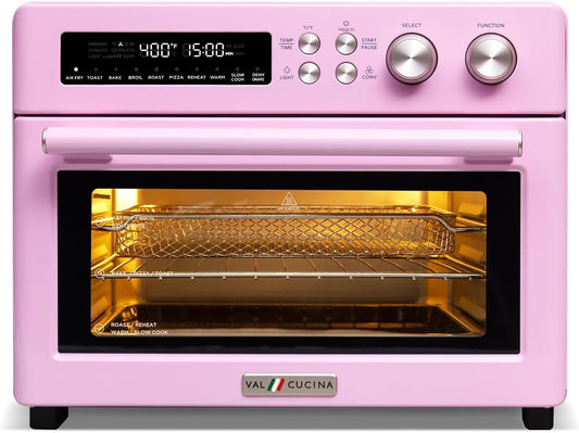 Forno Elétrico de Bancada Air Fryer Toaster Oven 10 em 1 VAL CUCINA TA25-GP3 Rosa Retrô, 26,3 L, Infravermelho, 1750 W, 110 V