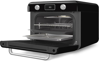 Forno Combinado de Bancada Retrô SMEG Preto 30 L Ar Forçado Vapor e Air Fry 1800W 110V