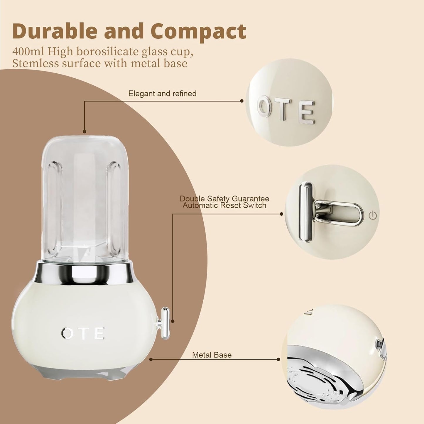 Mini Liquidificador Retrô OTE Vermelho 200W Jarra de Vidro 400ml 220V