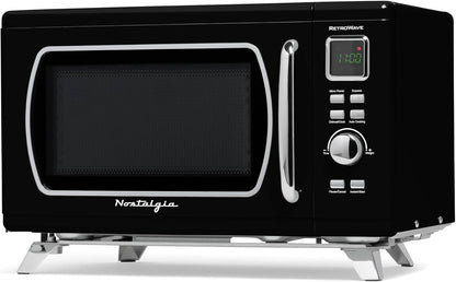 Forno Micro-ondas Retrô de Bancada Nostalgia Preto 25L 900W 5 Níveis 110V
