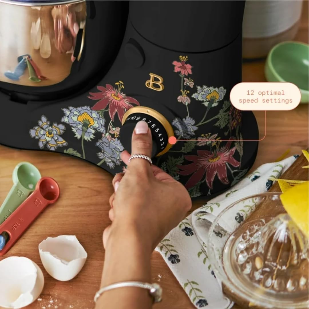 Batedeira Planetária 3,3L Beautiful Wildflower Black Sesame, 12 Velocidades, Taça Inox, Splash Guard, 300W, Tilt-Head, 110V