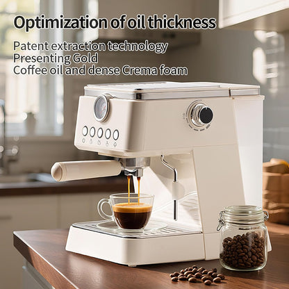 Máquina de Café Espresso BQEUCE Branca/Bege, 20 Bar, PID, Vaporizador, Painel Automático, Reservatório 1,48L, 110V