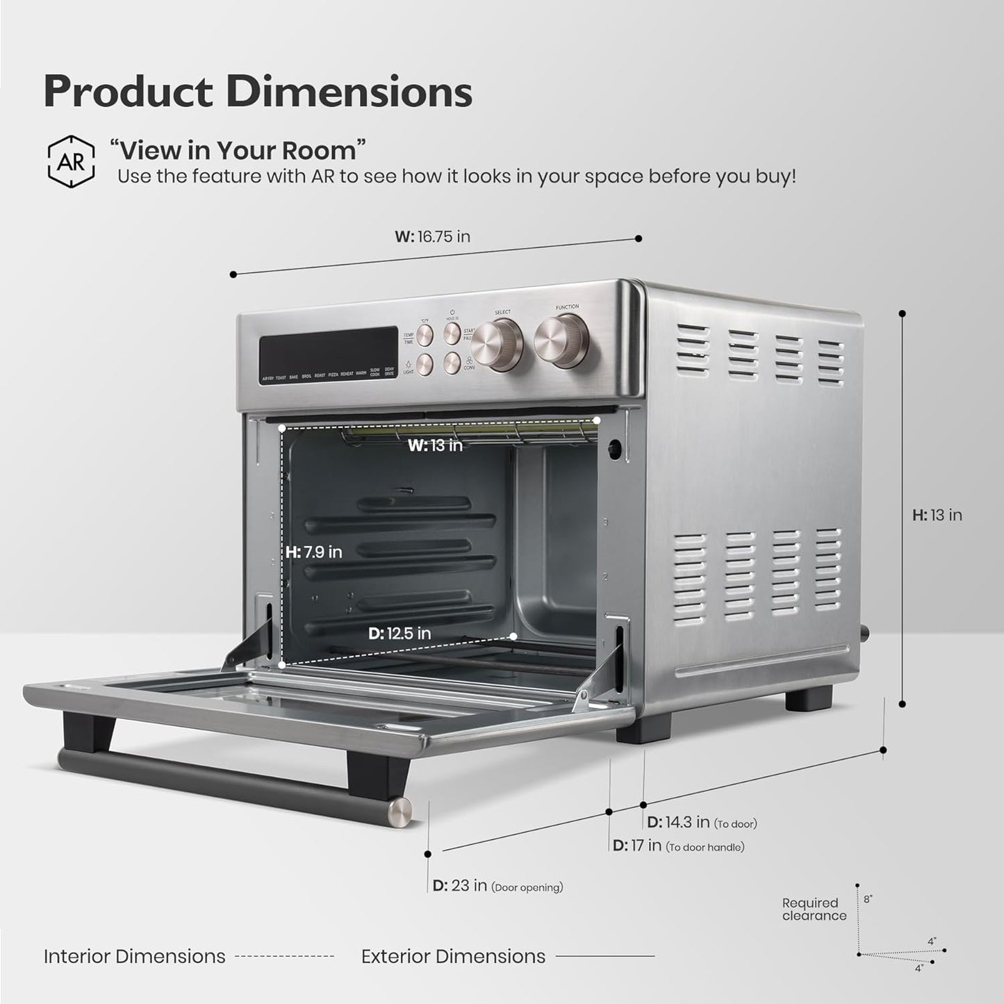 Forno Elétrico de Bancada Air Fryer Toaster Oven 10 em 1 VAL CUCINA TA25-GP3 Rosa Retrô, 26,3 L, Infravermelho, 1750 W, 110 V