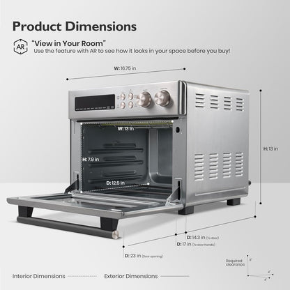 Forno Elétrico de Bancada Air Fryer Toaster Oven 10 em 1 VAL CUCINA TA25-GP3 Rosa Retrô, 26,3 L, Infravermelho, 1750 W, 110 V