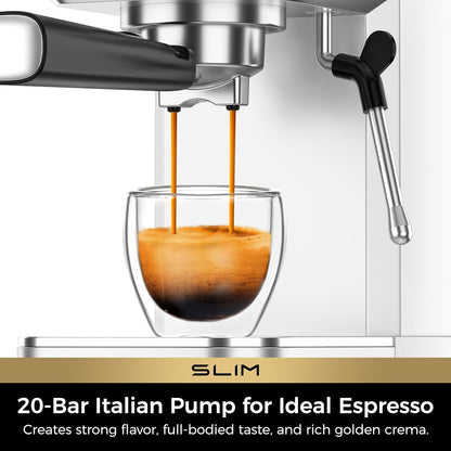Máquina de Café Espresso CHULUX Slim Inox Prata, 20 Bar, Vaporizador, Painel Automático, Reservatório 1,18L, 110V