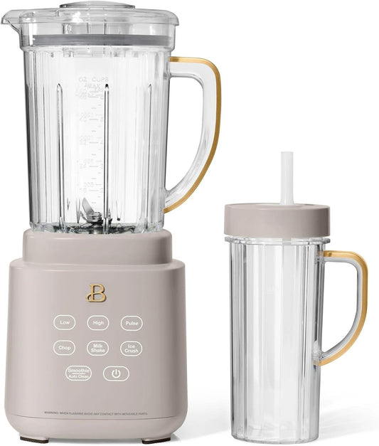 Liquidificador de bancada Beautiful PowerExact Porcini Taupe 700W, jarra Tritan 1,47L, copo individual 590ml, 3 velocidades, 4 programas, 110V