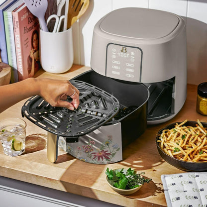 Air Fryer Digital 6L Beautiful Wildflower Porcini Taupe, TurboCrisp, 4 Funções, Display Touch, Cesto Antiad., 1750W, 110V
