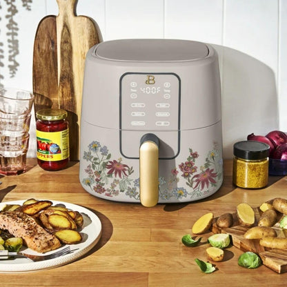 Air Fryer Digital 6L Beautiful Wildflower Porcini Taupe, TurboCrisp, 4 Funções, Display Touch, Cesto Antiad., 1750W, 110V