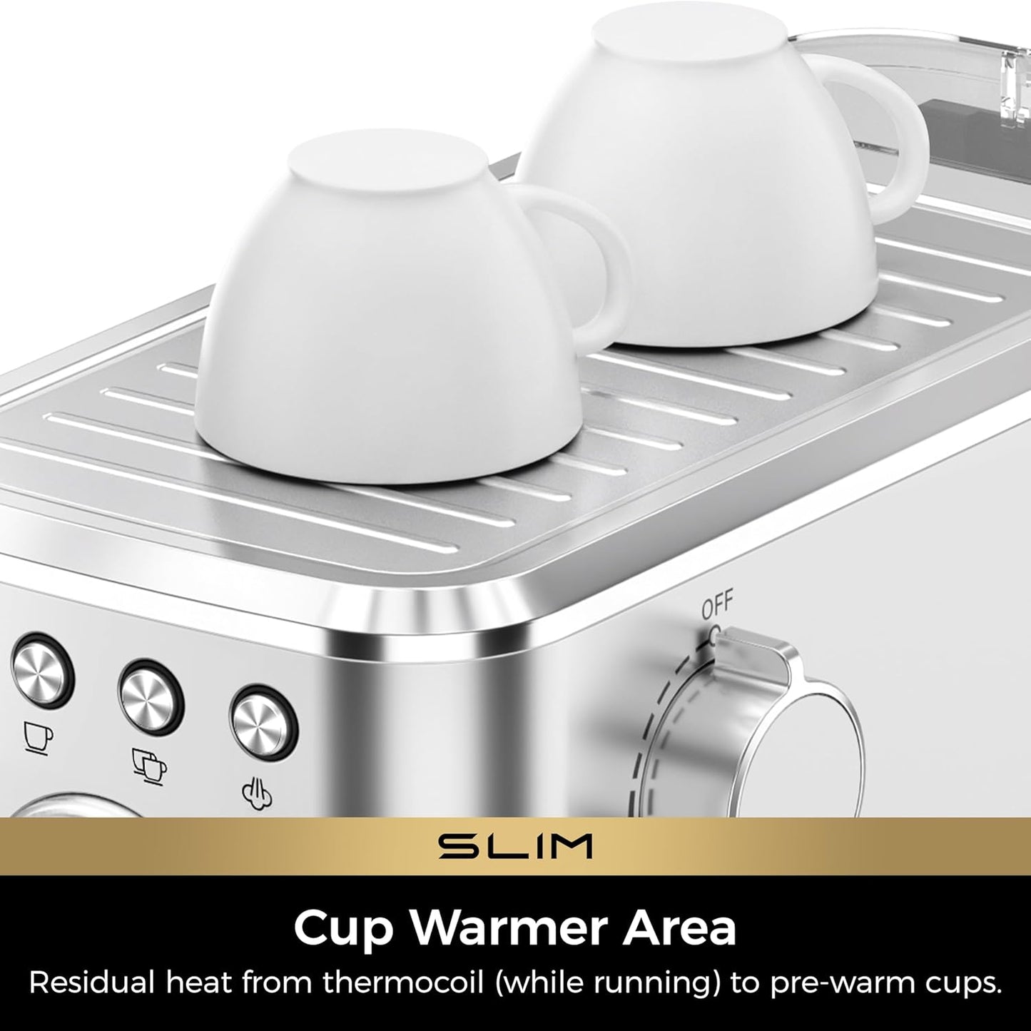 Máquina de Café Espresso CHULUX Slim Inox Prata, 20 Bar, Vaporizador, Painel Automático, Reservatório 1,18L, 110V