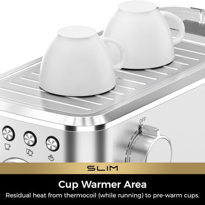 Máquina de Café Espresso CHULUX Slim Inox Prata, 20 Bar, Vaporizador, Painel Automático, Reservatório 1,18L, 110V