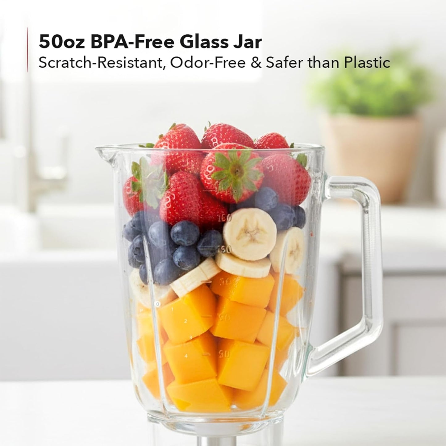 Liquidificador OVENTE Azul Claro 550W Jarra de Vidro 1,5L 4 Velocidades 110V