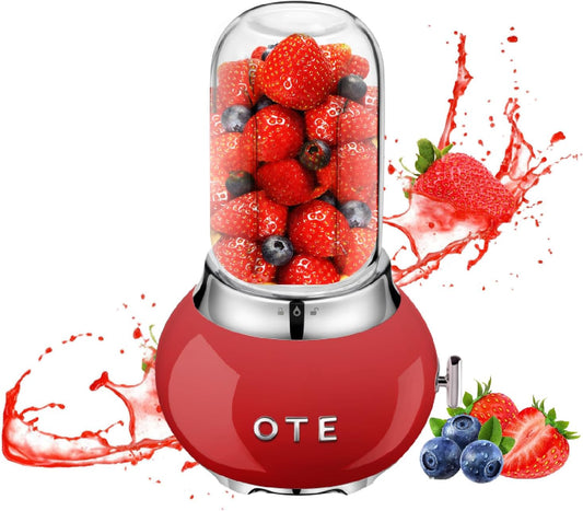 Mini Liquidificador Retrô OTE Vermelho 200W Jarra de Vidro 400ml 220V