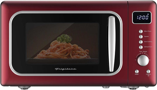 Forno Micro-ondas Retrô de Bancada 20L Frigidaire Vermelho e Prata 900W Trava de Segurança Timer Digital 110V