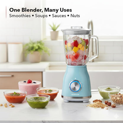 Liquidificador OVENTE Azul Claro 550W Jarra de Vidro 1,5L 4 Velocidades 110V