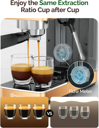 Máquina de Café Espresso Maestri House Rose Golden, 20 Bar ULKA, Vaporizador, Flowmeter, Reservatório 1,3L, Inox, 110V