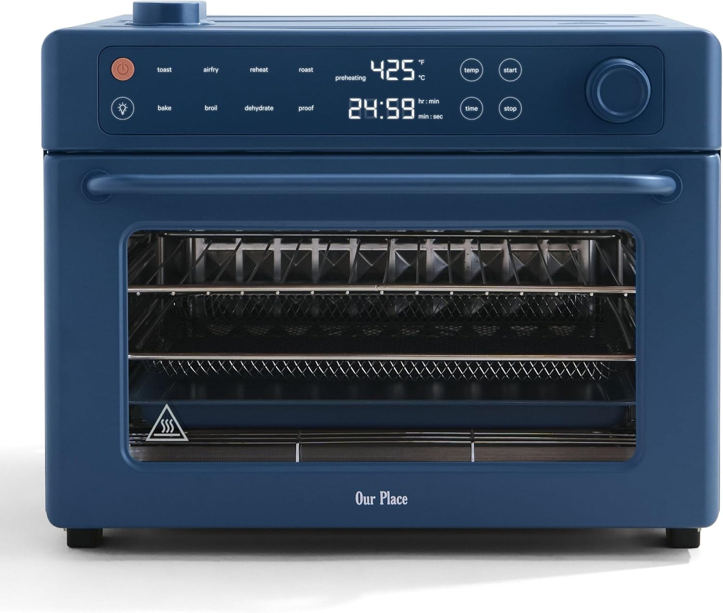 Forno Elétrico Digital 8 em 1 Our Place Wonder Oven Pro 30L Azul Blue Salt, Quartzo e Inox, Air Fry, 1700W, 3 Prateleiras, Sem PFAS, 110V