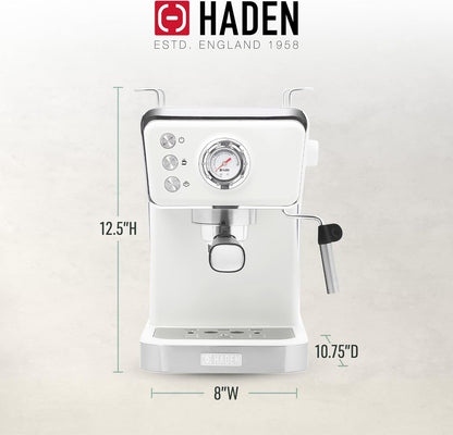 Máquina de Espresso Semi-Automática HADEN Barista Brew, Aço Inoxidável, Ivory & Cobre, 20 Bar, Vaporizador de Leite, Reservatório 1,5L, 110V