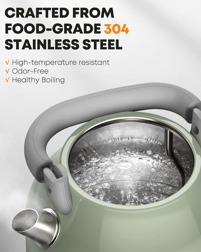 Chaleira Elétrica Amaste 1,7L Inox Verde Matcha, Termômetro Retro, 1500W, Proteção Antisseco, Tampa Removível, BT-K15FT 110V