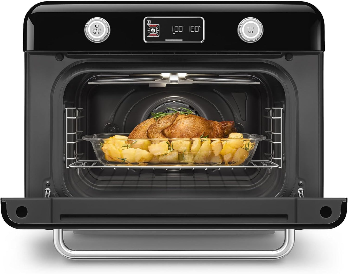 Forno Combinado de Bancada Retrô SMEG Preto 30 L Ar Forçado Vapor e Air Fry 1800W 110V