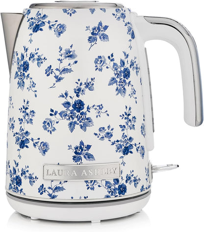 Chaleira Elétrica 1,7L Laura Ashley Rosa China Floral, Aço Inox, Proteção Superaquecimento, Filtro Anticalcário, 1500W, 110V