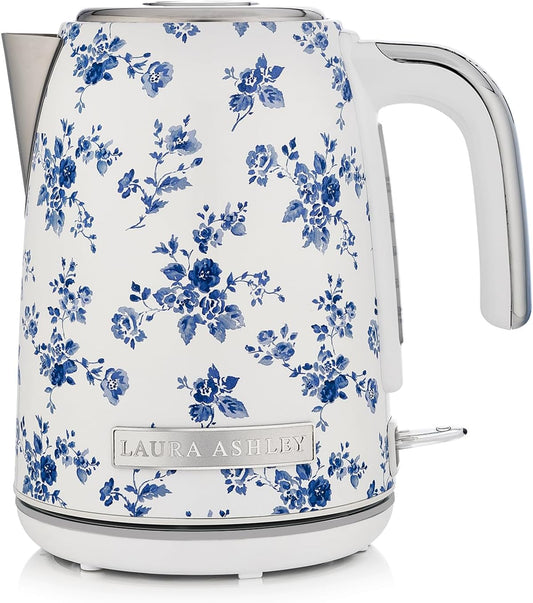 Chaleira Elétrica 1,7L Laura Ashley Rosa China Floral, Aço Inox, Proteção Superaquecimento, Filtro Anticalcário, 1500W, 110V