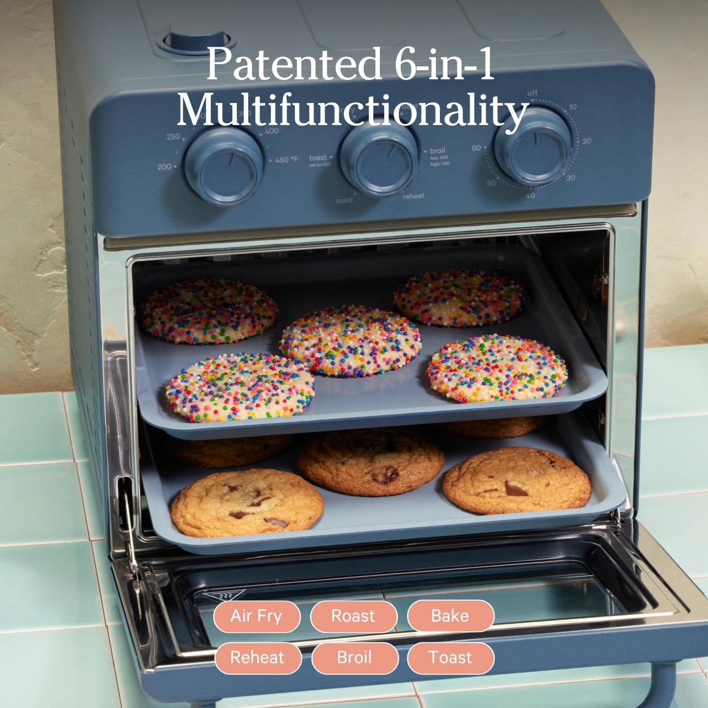 Forno Air Fryer de Bancada 6 em 1 Our Place Wonder Oven Blue Salt, 12 L, Inox, Infusão de Vapor, 1400 W, 110 V