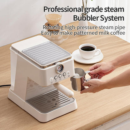 Máquina de Café Espresso BQEUCE Branca/Bege, 20 Bar, PID, Vaporizador, Painel Automático, Reservatório 1,48L, 110V