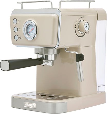 Máquina de Espresso Semi-Automática HADEN Barista Brew, Aço Inoxidável, Putty & Cobre, 20 Bar, Vaporizador de Leite, Reservatório 1,5L, 110V